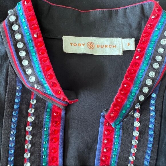 TORY BURCH Navy Blue Embellished Tunic Size 0 - Picture 7 of 8